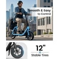 thumbnail image 5 of MIHOVER Electric Scooter with Seat for Adults & Seniors, 450W Comfortable Commuter Scooter with Basket, 12" Tires, 15 Mile Range, UL2272 Certified - Blue, 5 of 9