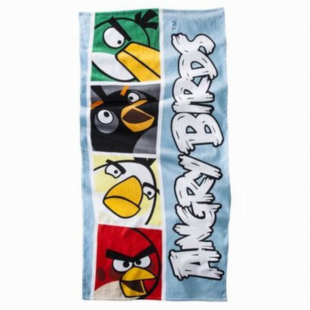Angry Birds Hand Towel Embroidered Blue 16" x 27" 100% Cotton 