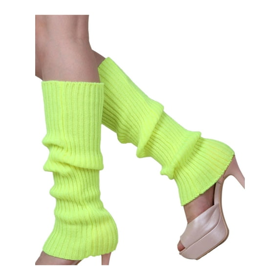 Douhoow Women Knitted Leg Warmers Winter Rainbow Knee High Elastic Warm Boot Socks