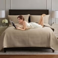 thumbnail image 4 of CJC Quilted Duvet Cover Set 3-Piece – Soft All-Season Bedspread with 2 Pillow Shams (220x240 cm / 87x94 in, Khaki), 4 of 10