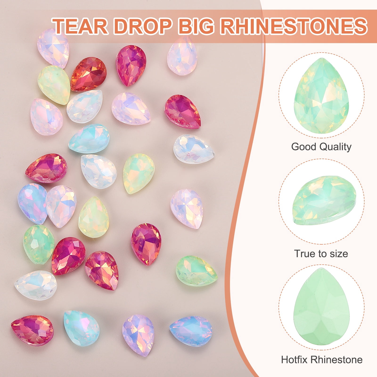 Uxcell 0.71'' x 0.51'' Tear Drop Rhinestones for Nails Pointed Back Rhinestones Setting Crystals Stone Green 112 Pcs