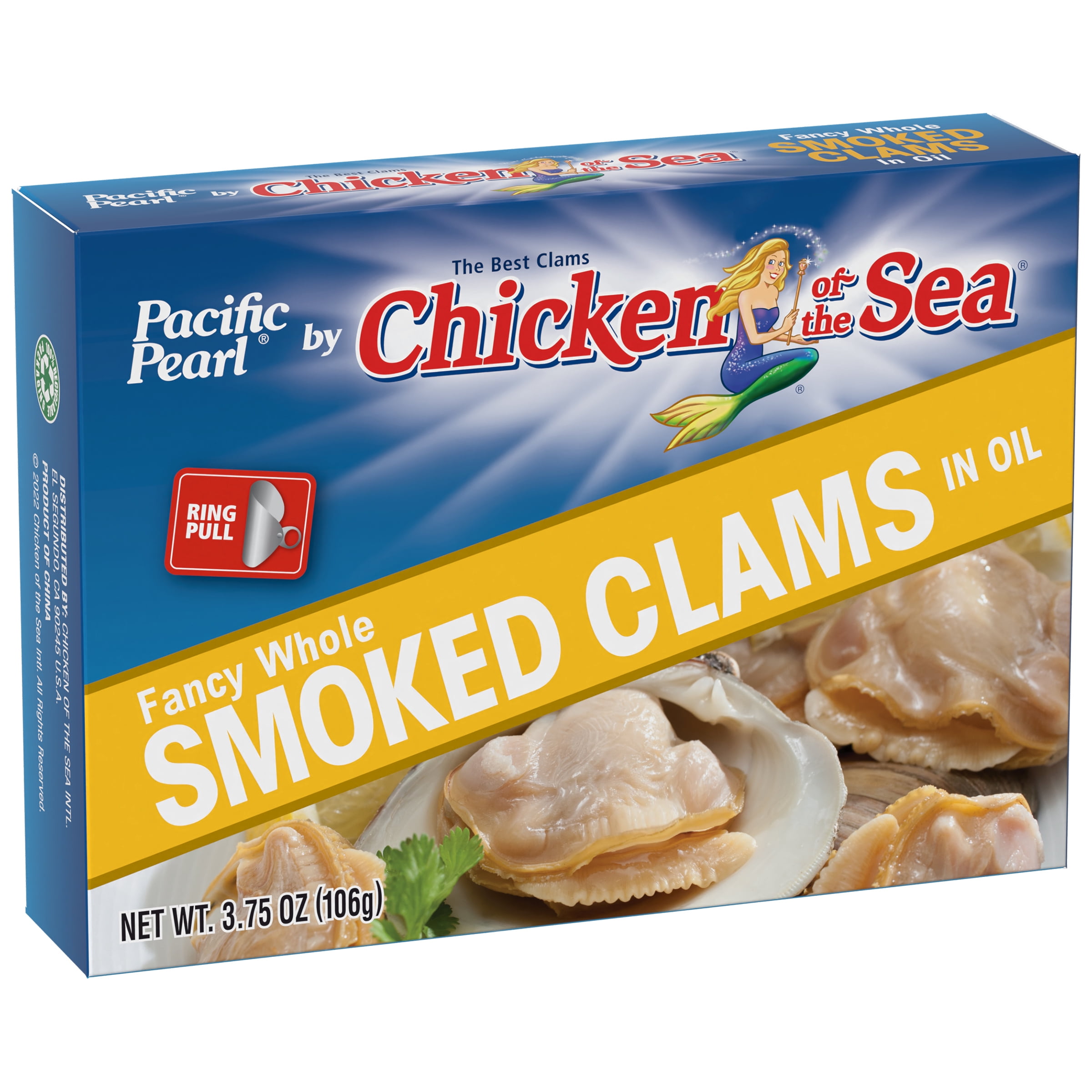 Pacific Pearl Fancy Whole Smoked Clams in Oil 3.75 oz