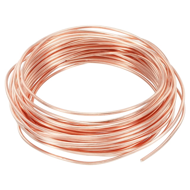 Uxcell Alambre de Cobre Sólido de 32.8 pies, Calibre 14, Alambre de Cobre 99.9% Puro, Alambre Suave para Macetas de Bonsái Interiores