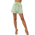 thumbnail image 3 of QAFOPEH Women Stripe Print Lace Up Ruffled High Waist Pockets Shorts, 3 of 7