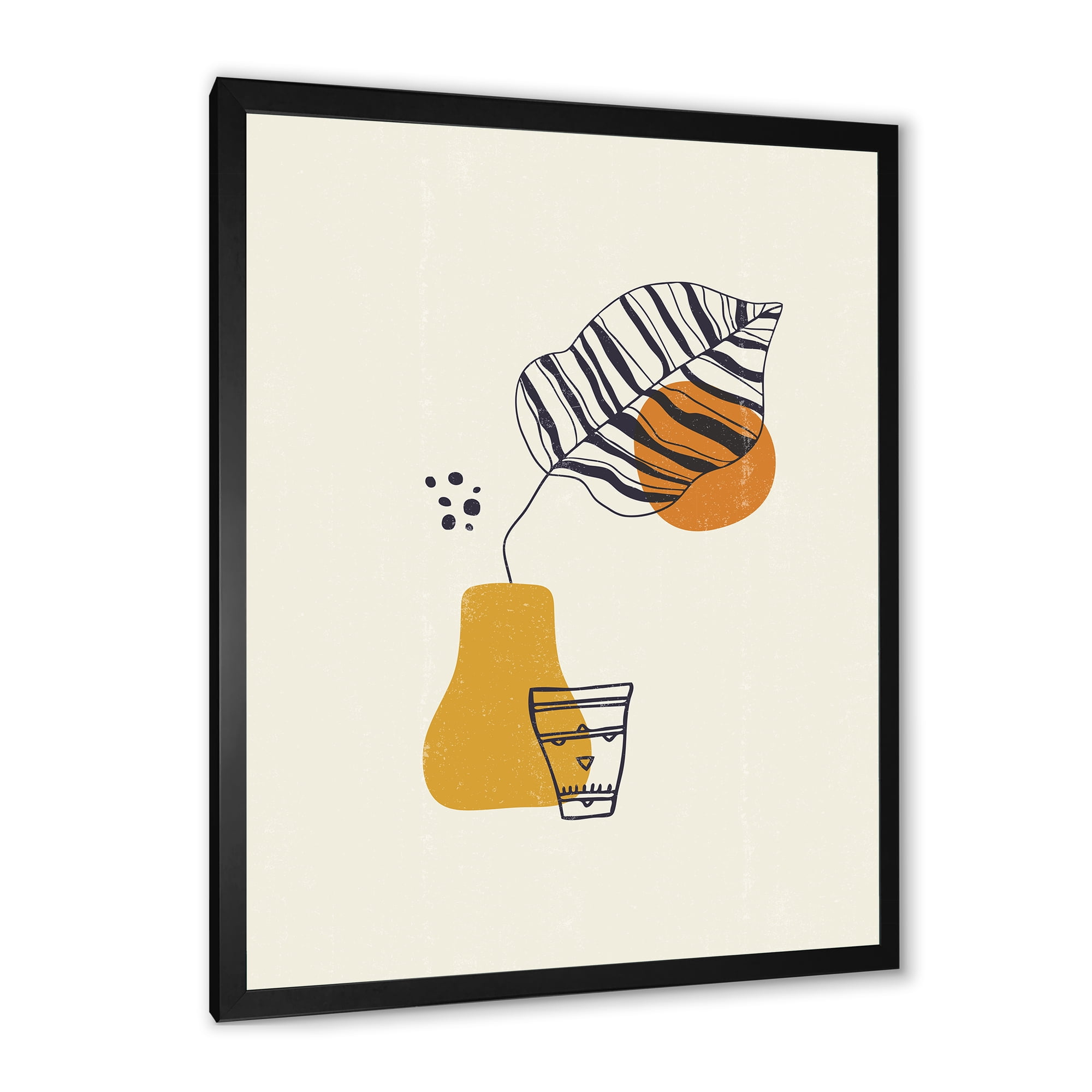 Designart 'Abstract Shapes Botanical Minimalist Leaf' Modern Framed Art Print