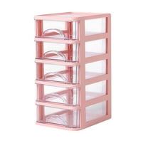 JeashCHAT Compact Plastic Desktop Organizer Unit with 5 Drawers, Mini Organizer Box Storage Container Case for Bedroom Bathroom Counter Home Office, Pink