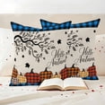 thumbnail image 3 of Orange Pumpkins Outdoor Waterproof Pillow Covers, Abstract Fall Branch Blue Retro Plaid Decorative Square Throw Pillowcase Sofa Cushion Sham for Patio/Couch/Chair, 16"x16" 2 Pack, 3 of 8