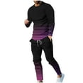 thumbnail image 3 of Eryao Vacation Deals Mens Track Suits 2 Piece Set Long Sleeve Crew Neck Pullover Matching Drawstring Jogger Pants Outfits Dressy Trendy Gradient Striped Sweatsuits 2025,Purple,S, 3 of 8