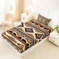 thumbnail image 4 of Homewish Aztec Geometric Rhombus Twin Sheets,Vintage Brown Boho Bedding,3 Pieces,1 Fitted Sheet and 1 Pillowcase, 4 of 6
