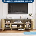 thumbnail image 3 of 70in Fluted TV Stand, Curved Profile Sliding Doors Design TV and Media Console Table with Faux Marble Top and Adjustable Shelves, Entertainment Center for Living Room, Bedroom, 3 of 7