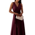 thumbnail image 2 of Franhais Women's Cocktail Long Maxi Dress Sleeveless Wrap V Neck Solid Color Slim Fit Party  Dress, 2 of 5