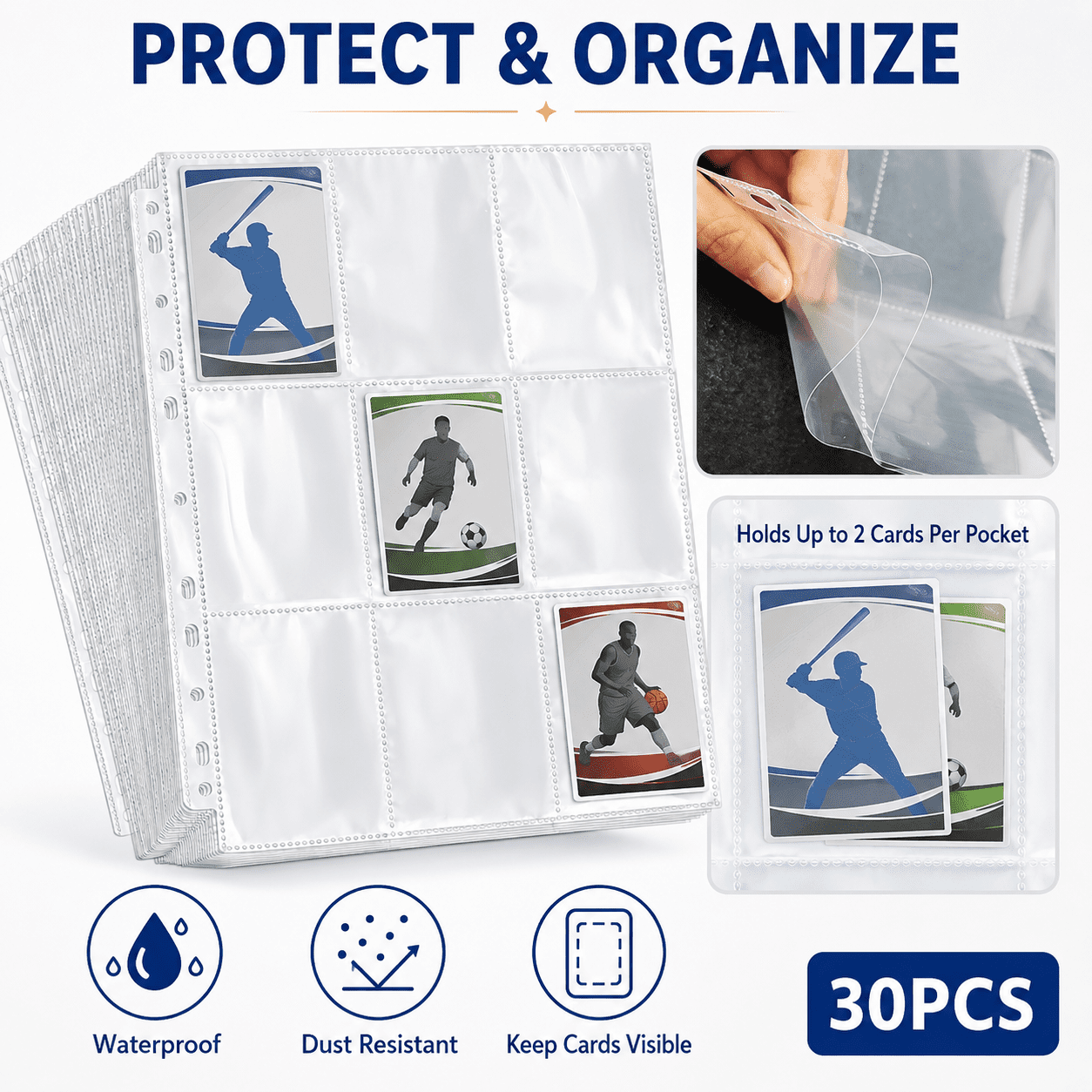 MetMetalrt 9 Pocket Trading Card Sleeves, Transparent Binder Sheets for  Baseball, Game, Business Cards - Walmart.com