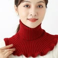 thumbnail image 4 of Skymirror Women Woolen Knitted Fake Scarf Solid Color Turtleneck Autumn Winter Pullover Warm Neck Warmer Shoulder Lap Sweater Collar, 4 of 8
