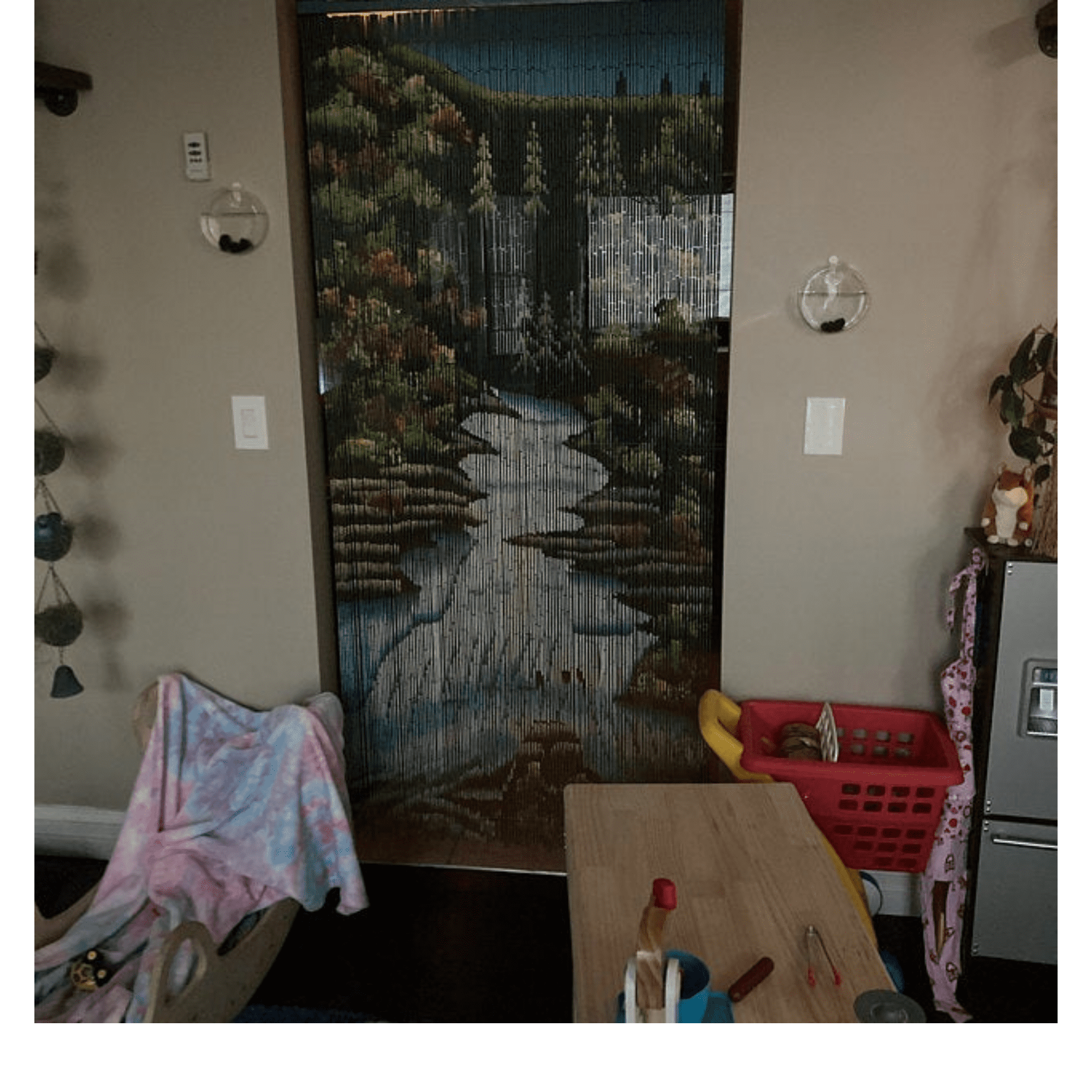 Vauluxe Beaded Curtains, Modern, Green Mountain Stream, 36 x 79 Inches, 4000 Beads 125 Strands