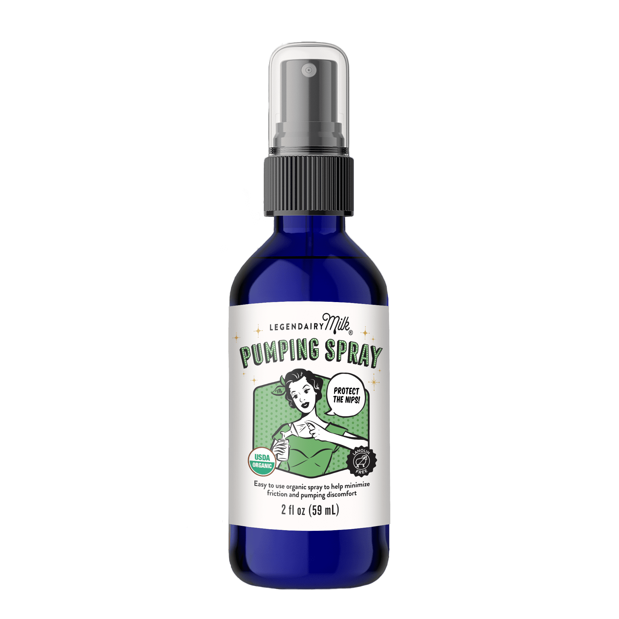 Legendairy Milk Pumping Spray, Natural Lubricant for Breast Pump Flanges, 2 fl oz, 1 Bottle