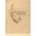 thumbnail image 3 of Alphonse Legros 18x24 Black Modern Framed Museum Art Print Titled - Peasant in a Round Hat (Peasant with Round Hat) II, 3 of 5