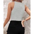 thumbnail image 5 of CHICME Tank Tops for Women Rhinestone Solid Color Keyhole Collar Sleeveless Sequin Knit Ribbed Slim Basic Top Gray-S, 5 of 7