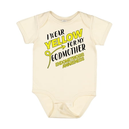 

Inktastic I Wear Yellow for My Godmother- Endometriosis Awareness Gift Baby Boy or Baby Girl Bodysuit