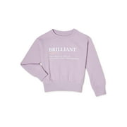 Wonder Nation Girls' Long Sleeve Graphic Sweatshirt, Sizes 4-18 & Plus