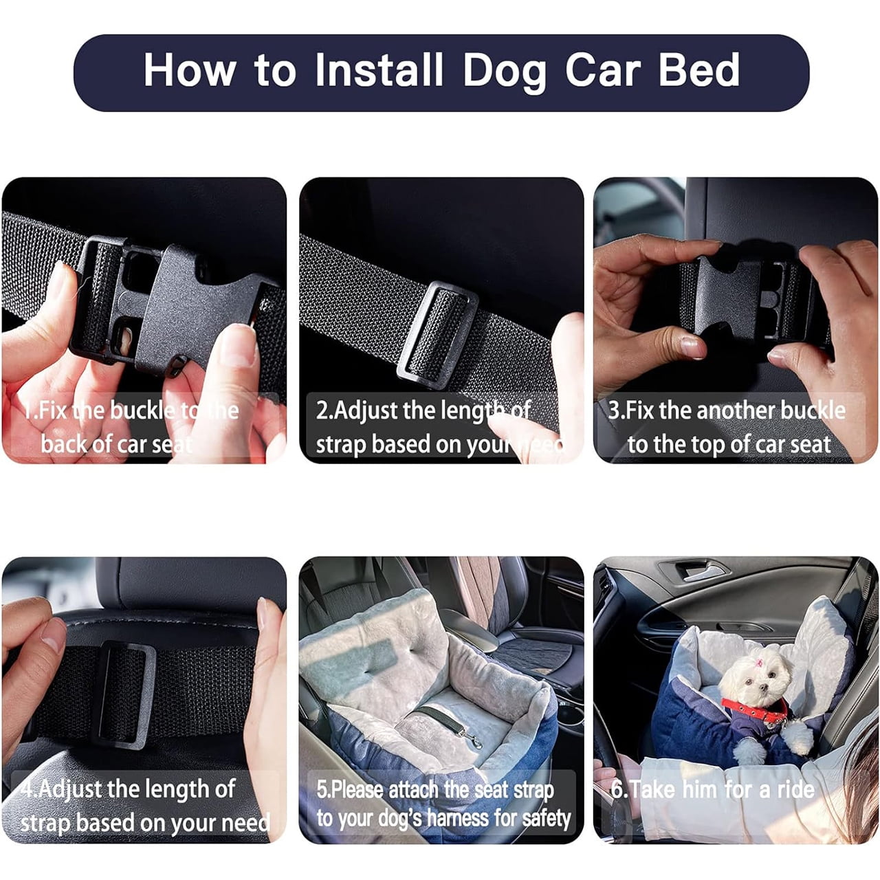 WATANIYA PET Dog Car Seat Plush and Portable Pet Booster Seat,Washable Pet Travel Carrier Bed, With Clip-on Safety Leash,Adjustable Straps for Pets up to 25lbs, Blue