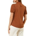 thumbnail image 4 of INSPIRE CHIC Women's Keyhole Short Puff Sleeves Mock Neck Casual Blouses XS Caramel, 4 of 8