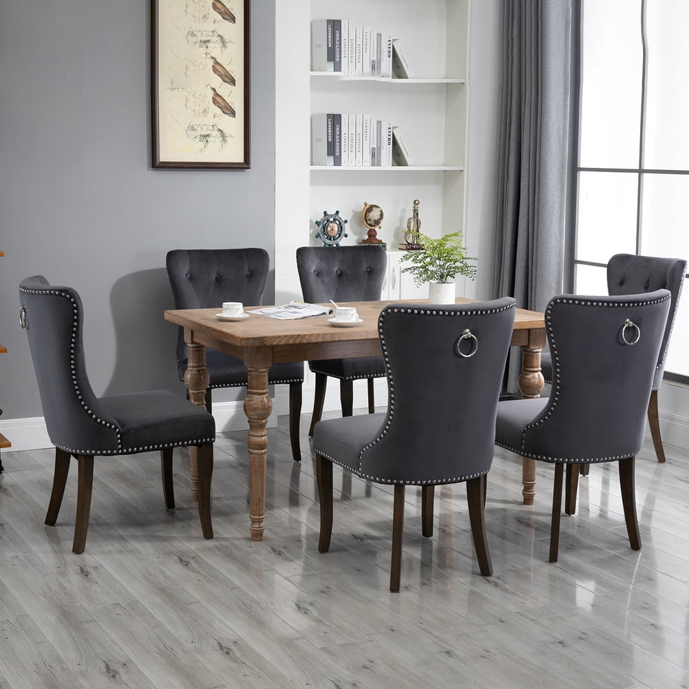 Dining Room Chairs Set Of 6 Tufted Upholstered Dining Chairs With 