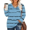 thumbnail image 2 of Jalioing Striped Pullover Tee for Women V Neck Long Sleeve Oversized Shirts Plus Size Casual Loose Blouses with Pocket, 2 of 5
