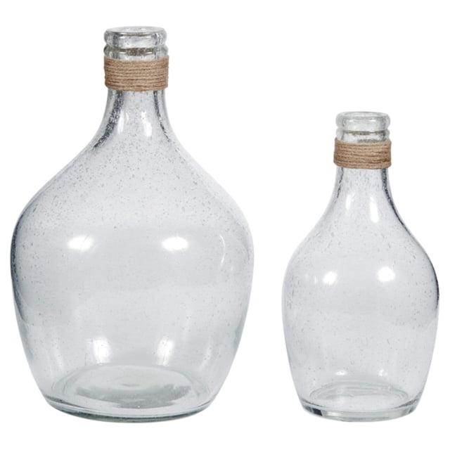 Signature Design by Ashley Ensemble de Vases Modernes en Verre 2 Pcs, Clair