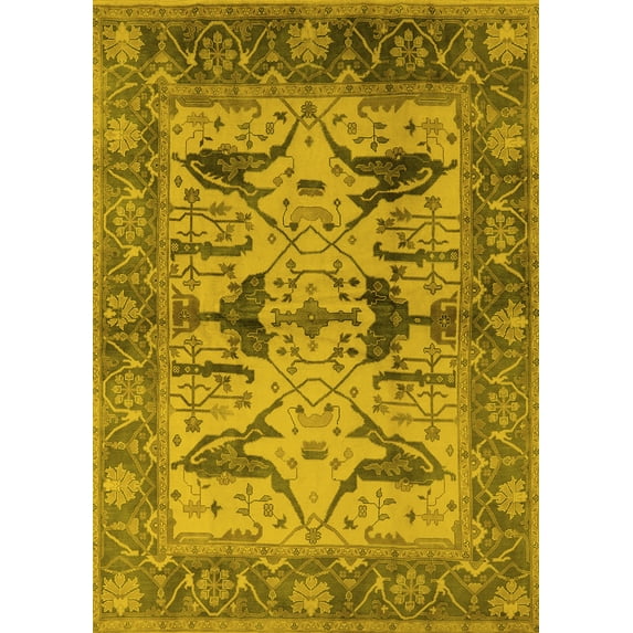 Ahgly Company Indoor Rectangle Oriental Yellow Industrial Area Rugs, 2' x 5'
