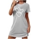 thumbnail image 2 of Camisón corto de talla grande para mujer, camisón de manga corta con estampado de pecho a la moda, camisón para mujer, 2 of 5