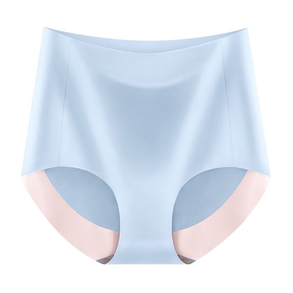 Panties for Women,High Waist Seamless Panties Breathable Ice Silk Microfiber Fabric for Comfort and Wear,Womens Underwear,Light Blue,M