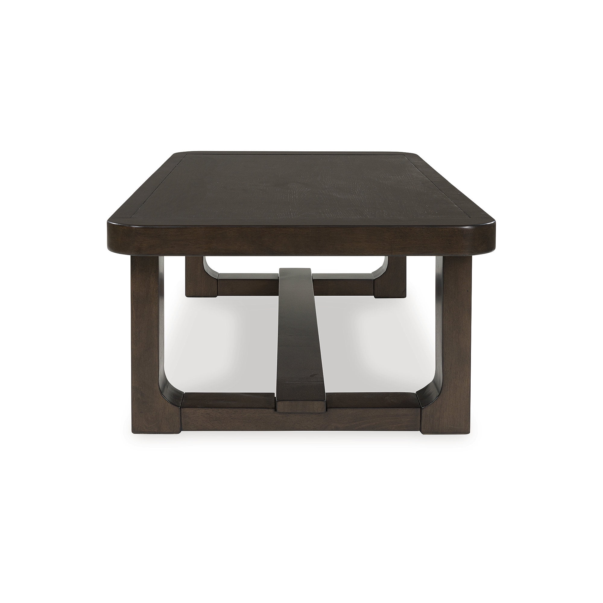 Signature Design by Ashley Breckington Modern Rectangular Coffee Table with Solid Wood Edge, Dark Brown