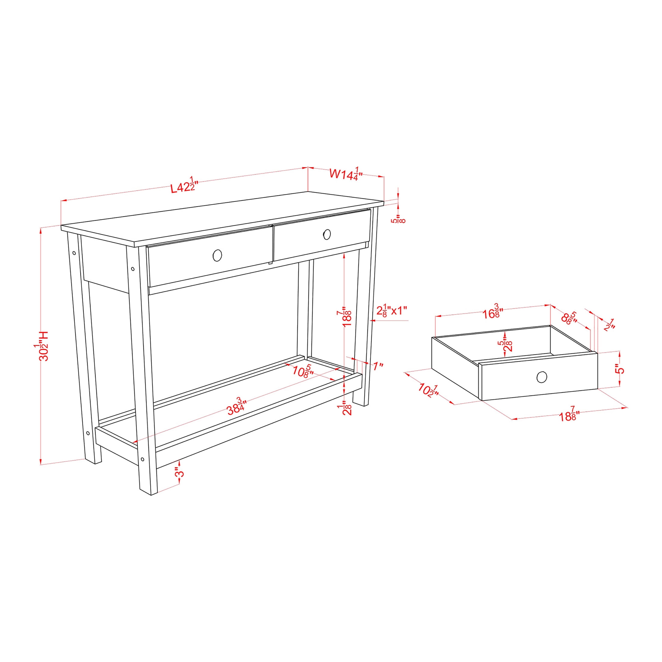 Furniture of America Manac 2-Drawer Console Table, Gray