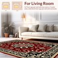 thumbnail image 2 of ODIKA 5'x7' Machine Washable Non-Slip Area Rug, Interlocking Medallion Vintage Heritage High Traffic Rug with Pad, Burgundy, 491523, 2 of 8