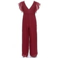 thumbnail image 5 of LiiYii Flower Girls Chiffon Romper Ruffled Short Sleeve High Waist Wide Leg Jumpsuit for Wedding Party Burgundy 10, 5 of 8