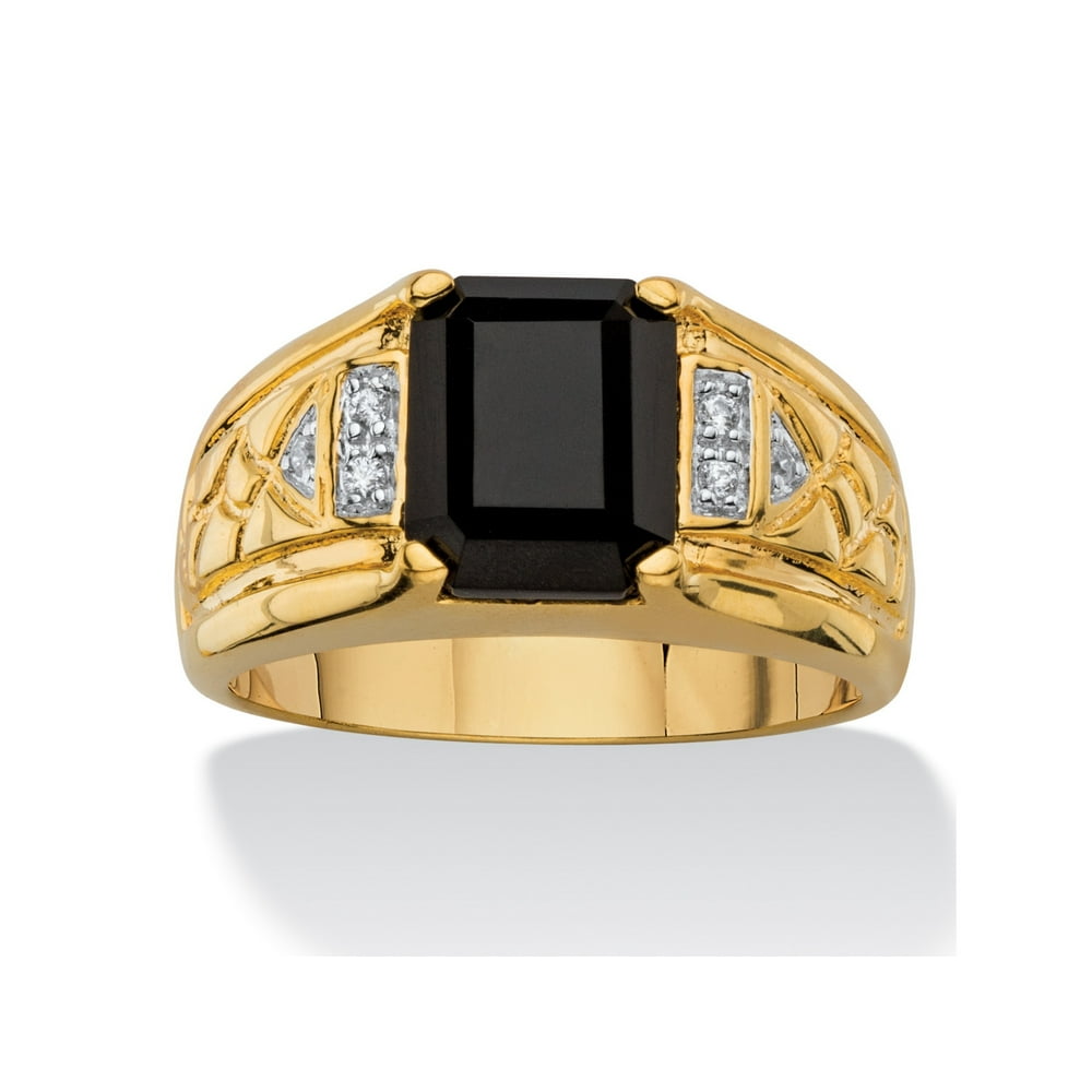 PalmBeach Jewelry - Men's Emerald-Cut Genuine Black Onyx and Diamond ...