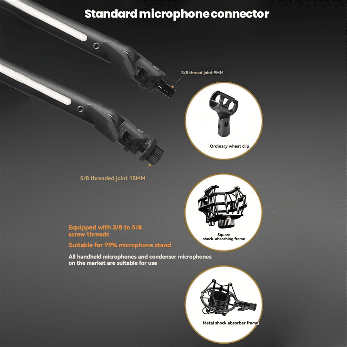 RGB Microphone Arm Stand,Mic Arm with RGB Light,Rotatable Suspension Boom Scissor Stand for Gaming Streaming A