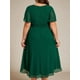 thumbnail image 2 of Vestido de cóctel Ever-Pretty Plus de gasa verde oscuro talla 22, 2 of 6