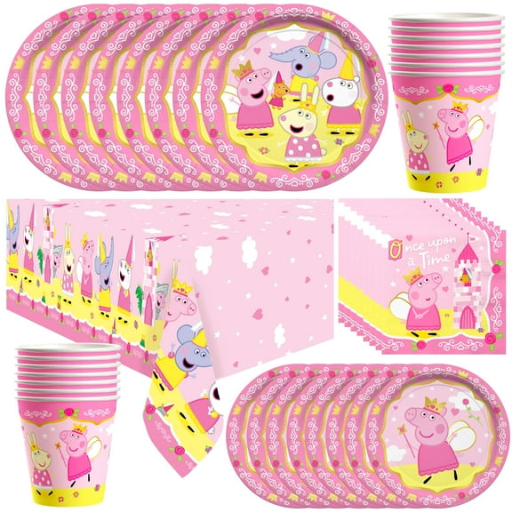Princess Peppa Pig Party Supplies Tableware Deluxe Set for 16 Guests
