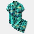 thumbnail image 2 of Edvintorg Summer 2 Pieces Men's Hawaiian Sets Casual Turndown Button Cardigan Turndown Print Short Sleeve Beach Blouse and Short Set, 2 of 7