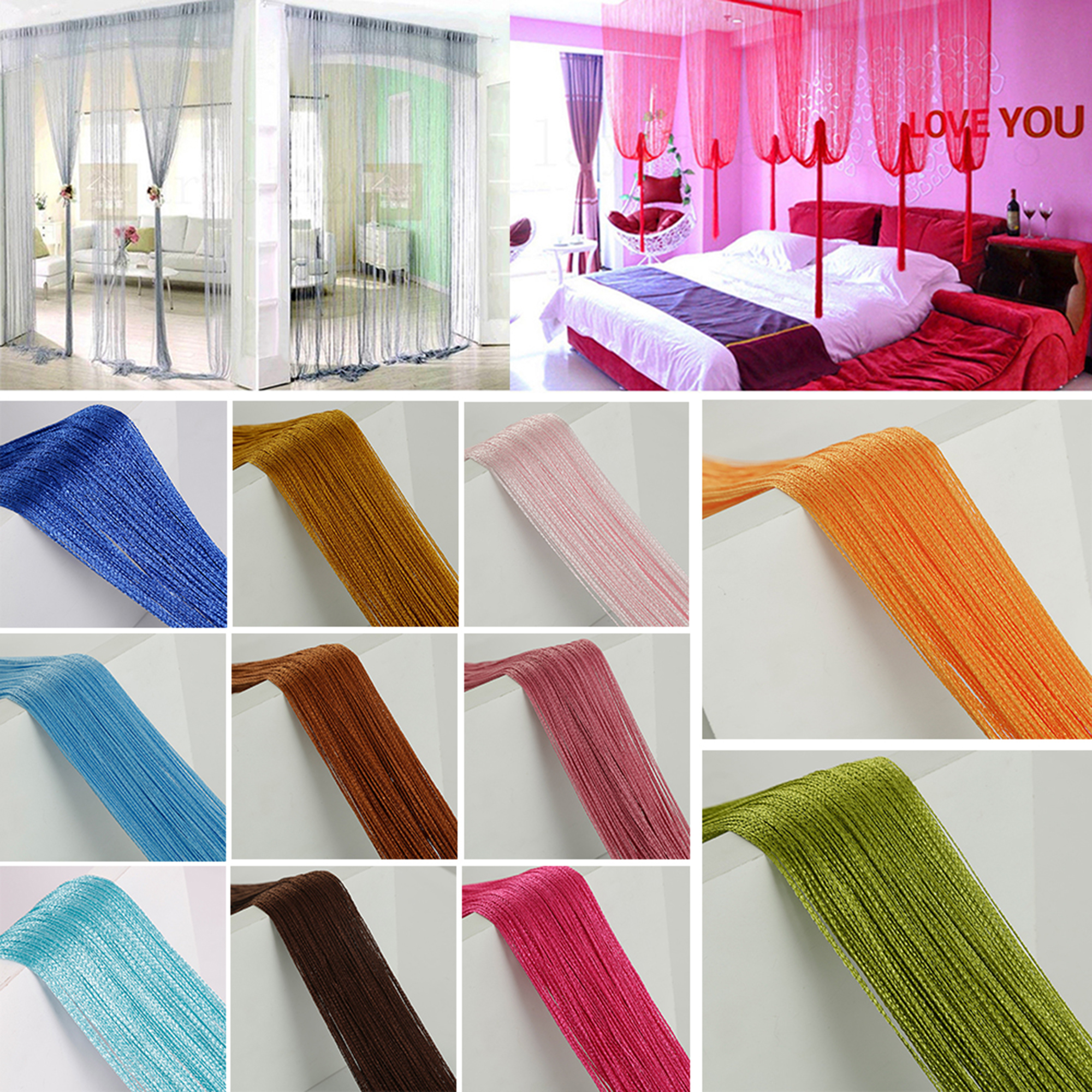 String Door Curtains Room Divider Window Panel Tassel Fringe Patio Fly