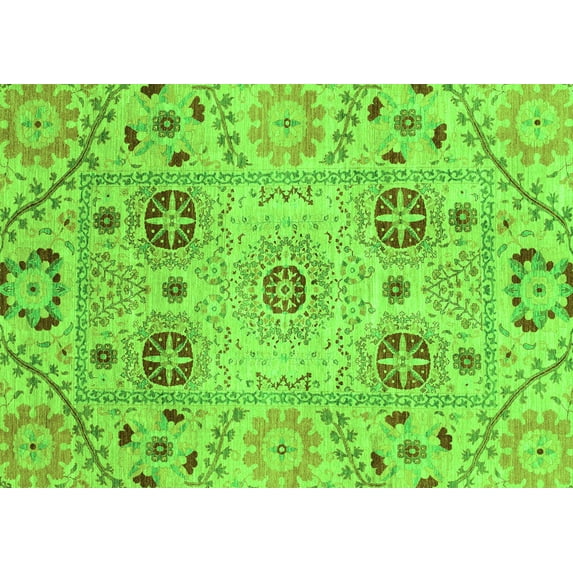 Ahgly Company Indoor Rectangle Abstract Green Modern Area Rugs, 2' x 4'
