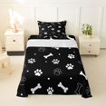 thumbnail image 2 of Manfei Minimalist Paw Twin Sheets, Dog Bone Silhouette Bedding, Black White, 3 Pieces, 1 Flat Sheet, 1 Fitted Sheet and 1 Pillowcase, 2 of 6