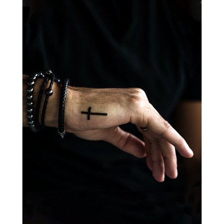 Simply Inked Cross Tattoo Pack, Religious Art Tattoo Design, Long Lasting and Quality Tattoo - Colour: Black for All Occasion