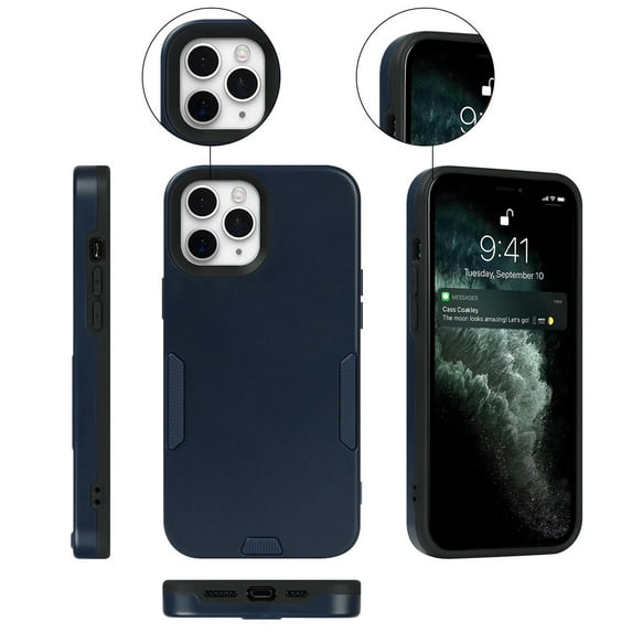 TECH CIRCLE with iPhone11 pro case,for iPhone Series, Rugged Shockproof shock and scratch resistant,2 in 1 Silicone Rubber with Hard PC Case,for iPhone 11 Pro,Darkblue