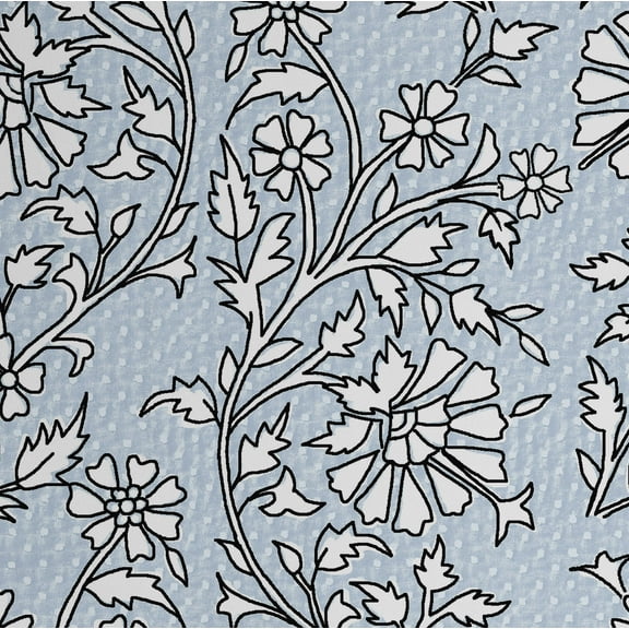 S4Sassy Monochrome Floral Line Art Wallpaper- Blue Wall Covering, 25" X 120" Self-Adhesive Plain Vinyl Wallpaper, Wallwrap, Easy Diy Wall Covering For Farmhouse Bedroom, Living Room, Cabinets
