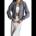 thumbnail image 3 of Suéter Tipo Cárdigan Corto con Cuello Redondo para Mujer, Larga, Botones Delanteros y Chal Gris S, 3 of 10