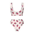 thumbnail image 6 of Rocae Hand Drawn Strawberry for Bikini Set for Women Two Piece Sexy High Swimsuits Split Crossover Bikini Small, 6 of 9