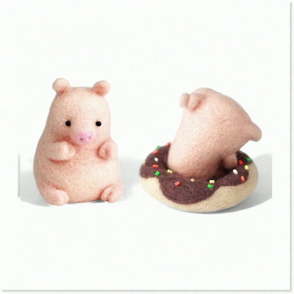 Piggy Bliss Felting Delight Kit - 70s Style with 19um Grade Merino Wool, Needles, Guards, Foam Mat & Instructions