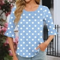 thumbnail image 5 of GERsome Women's Short Sleeve T-Shirts 3/4 Ruffle Sleeve Crew Neck Loose Fit Shirts Polka Dots Summer Casual Tunic Tops, Sizes S-3XL, 5 of 8